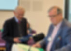 Lord Fowler accepts his commemorative award