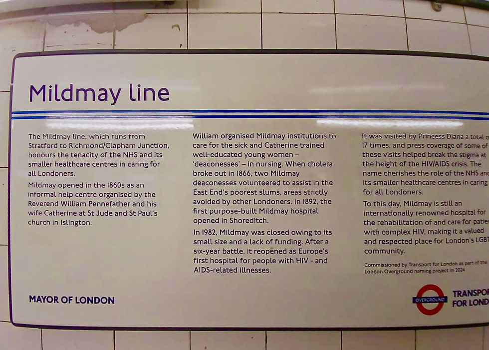 Mildmay line plaque at Kew Gardens Station