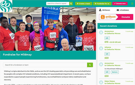 Mildmay's 'Fundraise for us' page