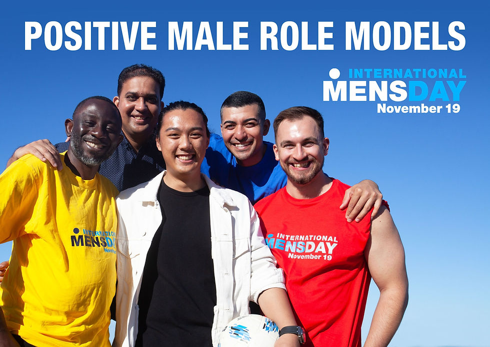 International Mens Day 2024 banner with strapline: Psotive male role models