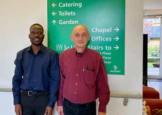 Dr Joseph Mwaka from Mildmay Uganda Institute of Health Sciences and Dr Simon Rackstraw, Mildmay UK' Medical Director