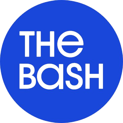 The Bash logo in a blue circle, promoting event planning services.