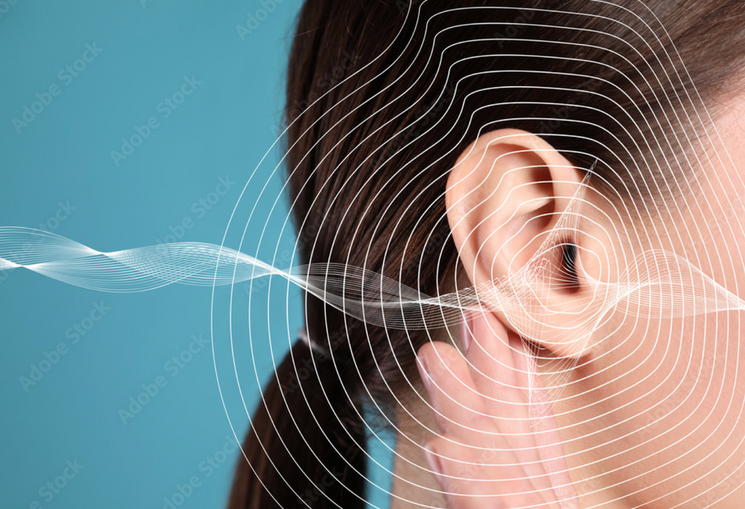 Ear with sound waves