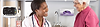 Doctor and elderly patient in consultation, smiling, medical setting, healthcare services.