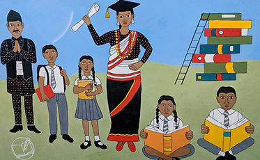 Finished education section of the mural