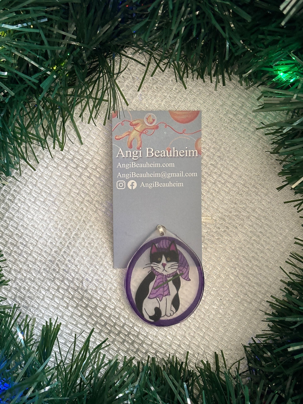 Kitten in Purple Christmas Ornament