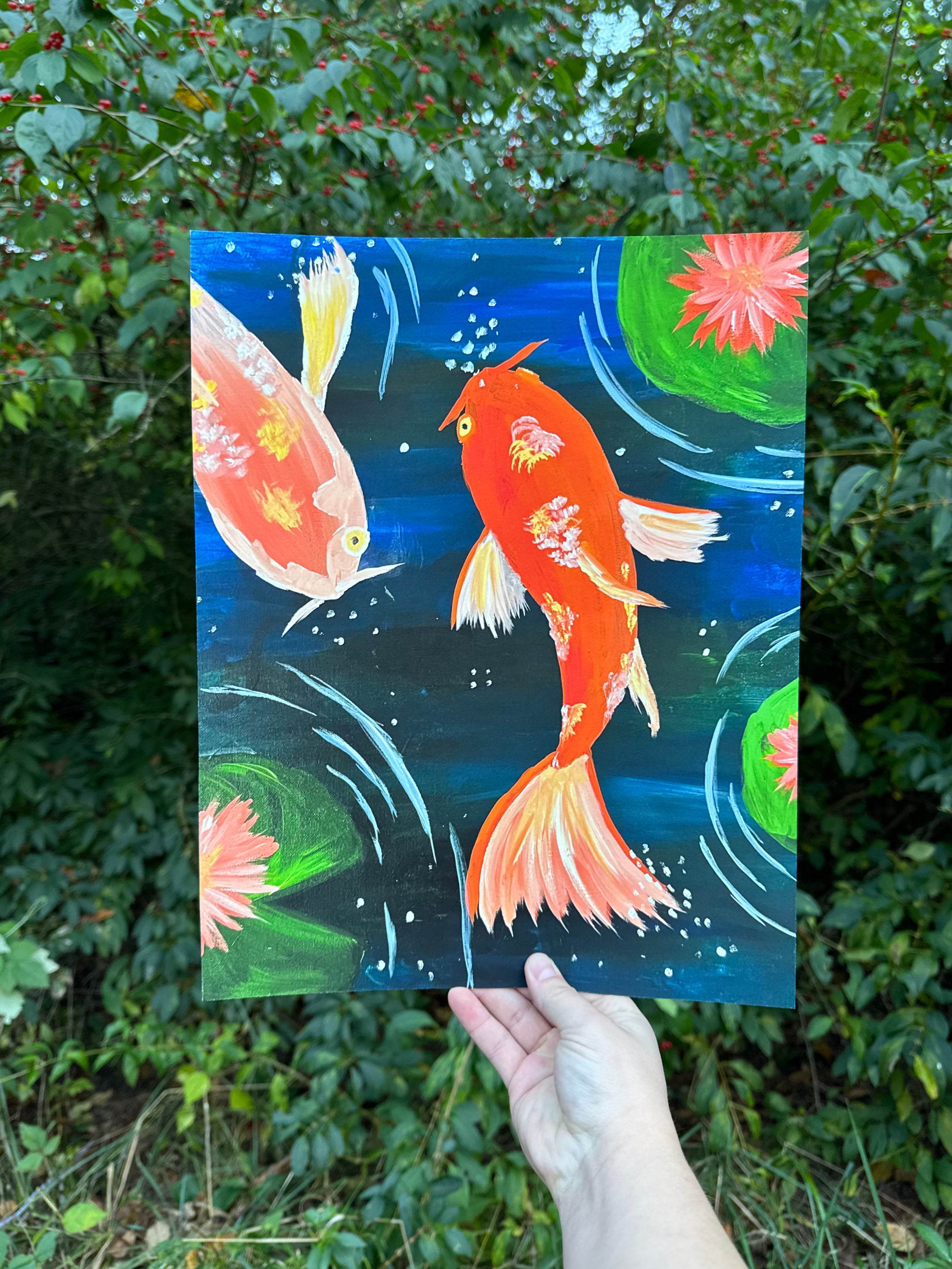 "Koi Pond," Colorful Fish Print