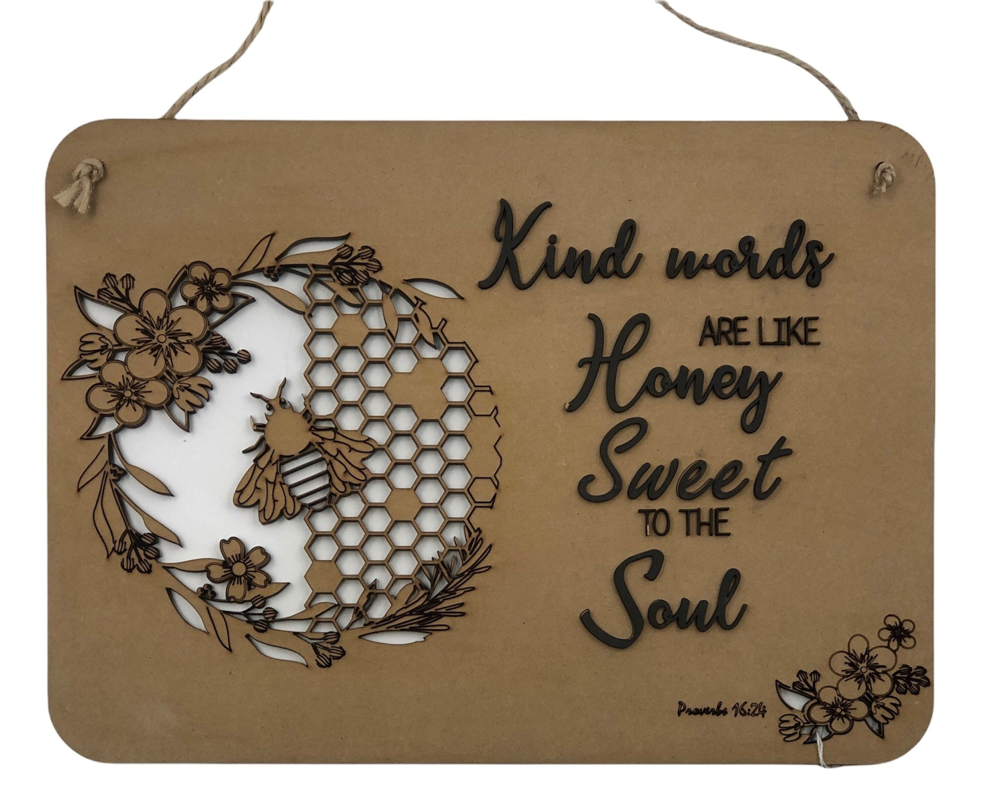 Honey bee (Text  "Kind words are like honey sweet to the sole"