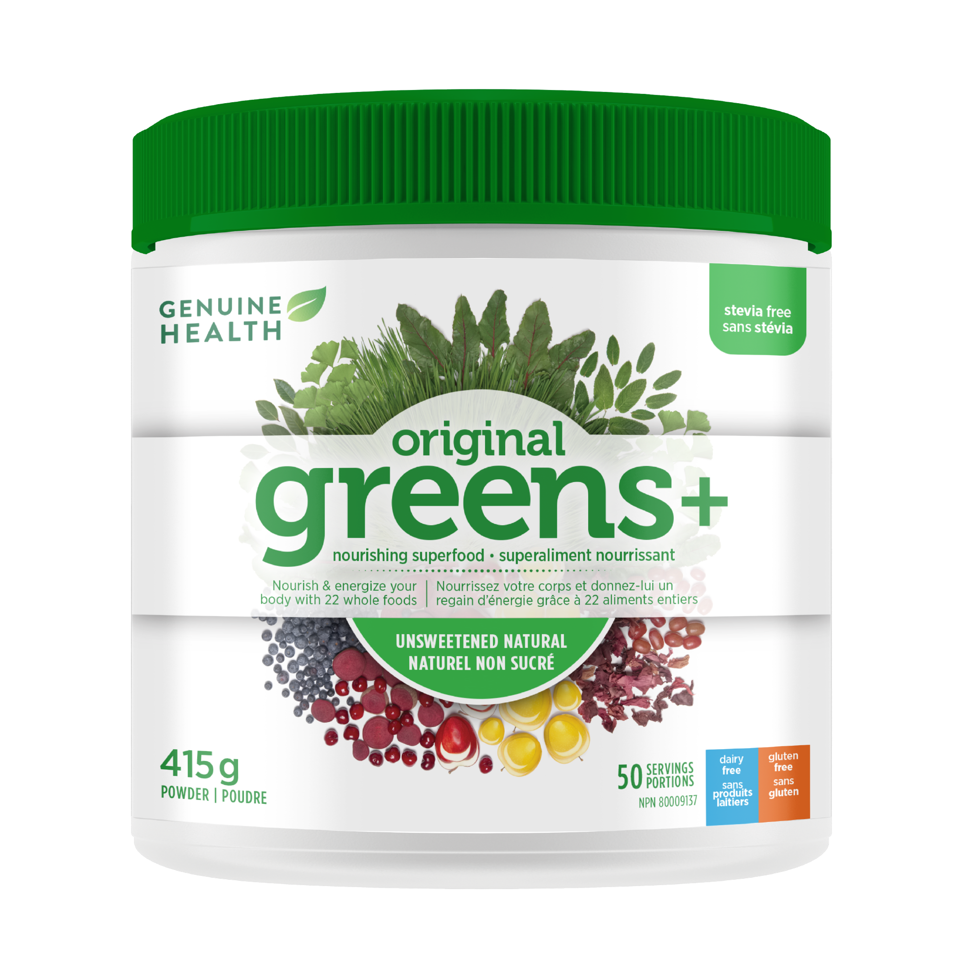 greens+ original unsweetened & natural, stevia free, 50 servings - NEW