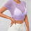 Thumbnail: Solid Crop Mesh Top Without Bra Purple