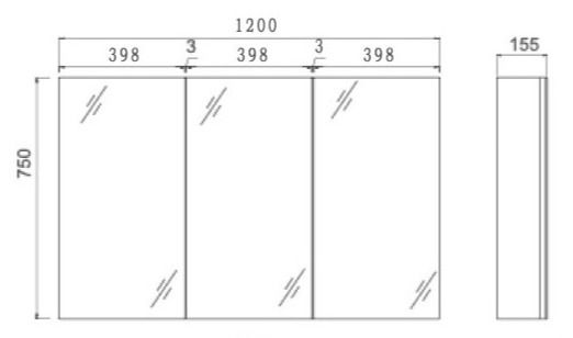 Thumbnail: 1200mm Mirror Cabinet