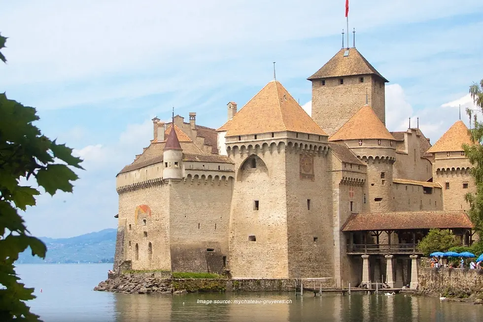 Chillon Castle with its lakeside location, strong stone towers, and pic-duresque setting, a highlight among the Best Castles in Switzerland.