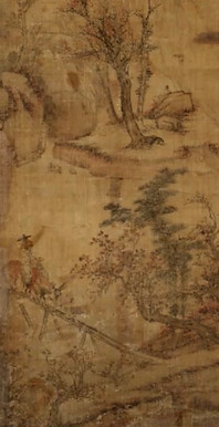 《행려풍속도병(行旅風俗圖屛)》 중 계유년(1813년) 작인 <기려도교(騎驢渡橋)> 원본은 나귀를 탄 선비가 외나무다리를 건너는 정경을 담은 작품