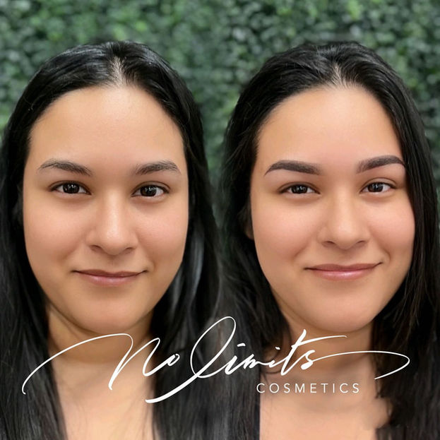 Before and after eyebrow microblading by No Limits Cosmetics