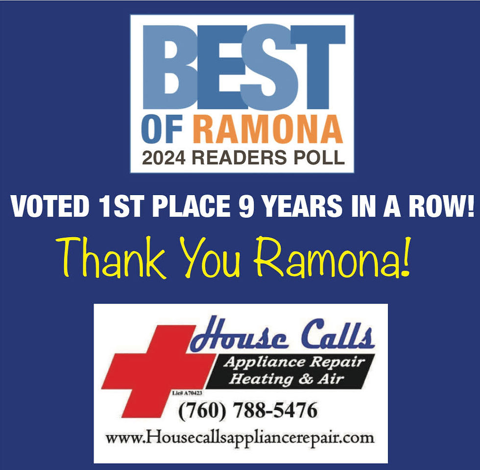 House Calls Appliance Repair, Heating & Air Ramona award for 2024