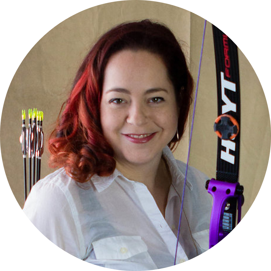 Julie Bergen with bow