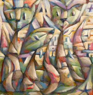 Title: Cat Trees. Artist: Anthony Butkovich. Making a stand.