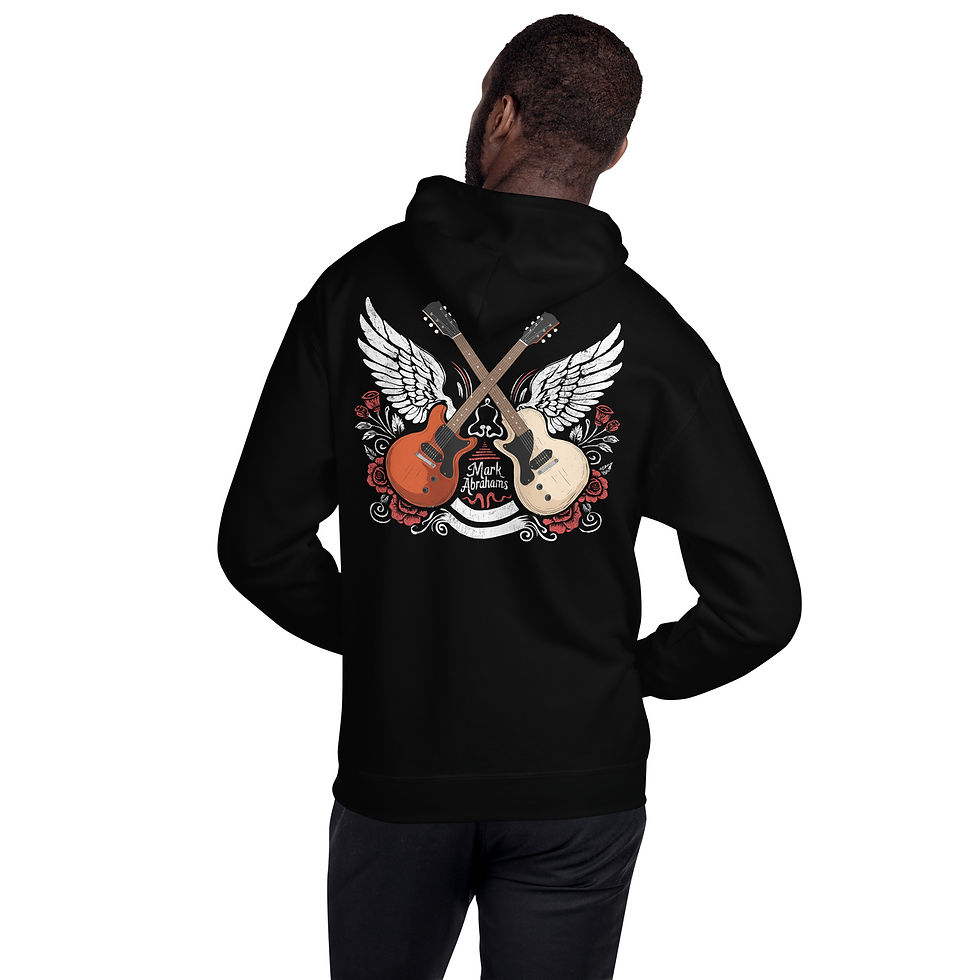 Mark Abrahams Wishbone Ash Guitarist Crossed Guitars Back Print Gildan Unisex Hoodie