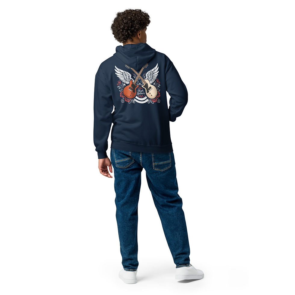 Thumbnail: Unisex Gildan Heavy Blend Zip Hoodie With Front And Back Les Paul Junior Prints