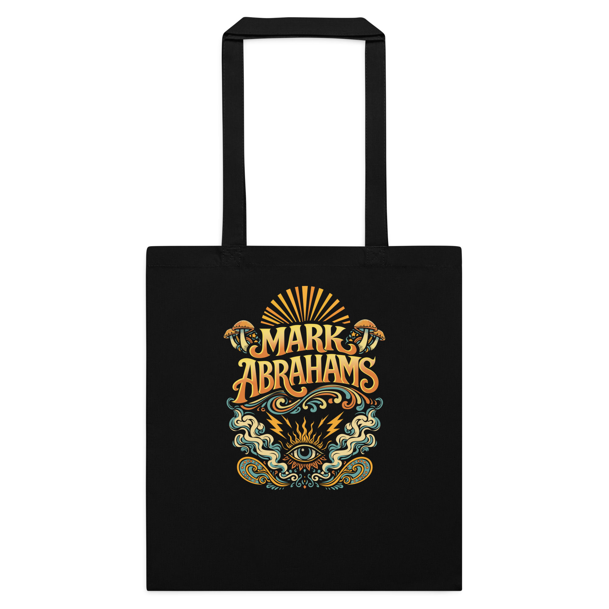 Mark Abrahams Vintage cotton tote bag with classic guitar-inspired rock design