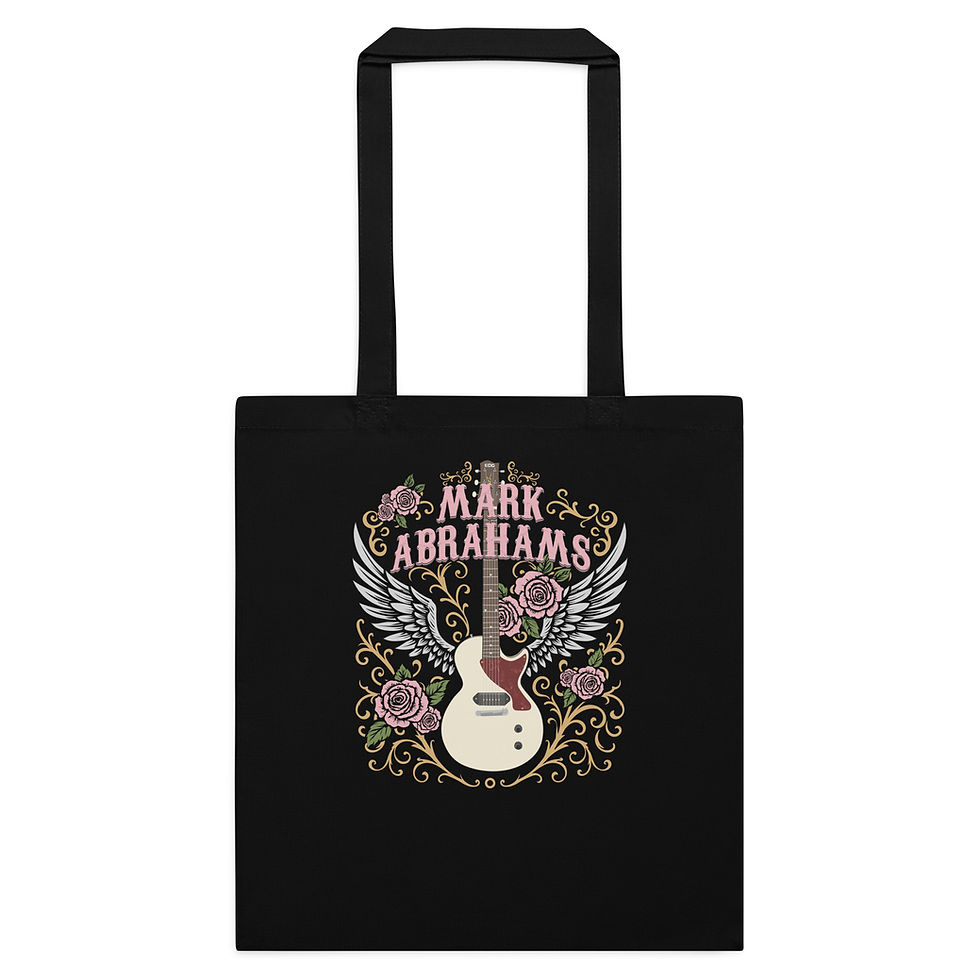 Mark Abrahams Signature Les Paul Guitar cotton tote bag with classic guitar artwork