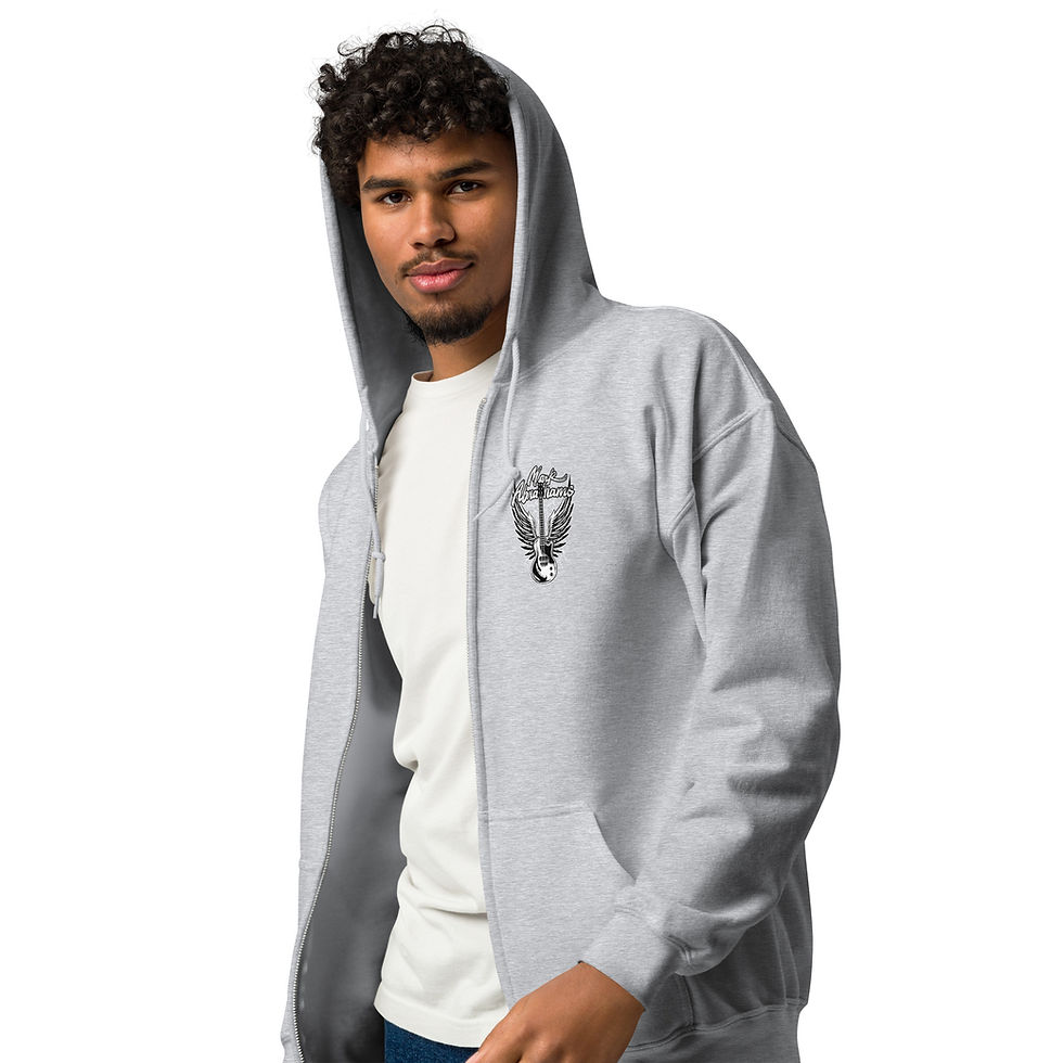 Thumbnail: Unisex Gildan Heavy Blend Zip Hoodie With Front And Back Les Paul Junior Prints