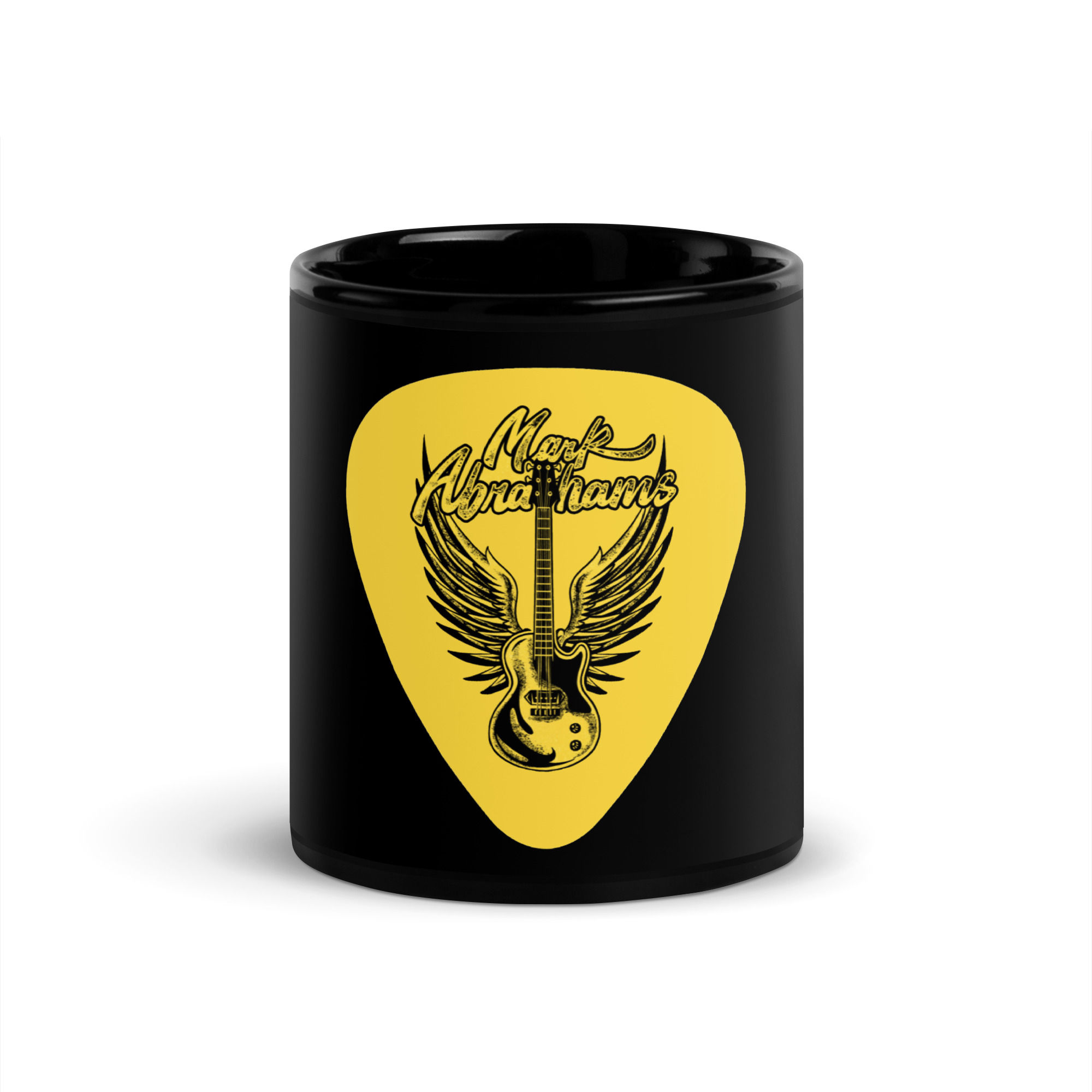 Black Coffee Mug With Guitar Pick And Les Paul Junior