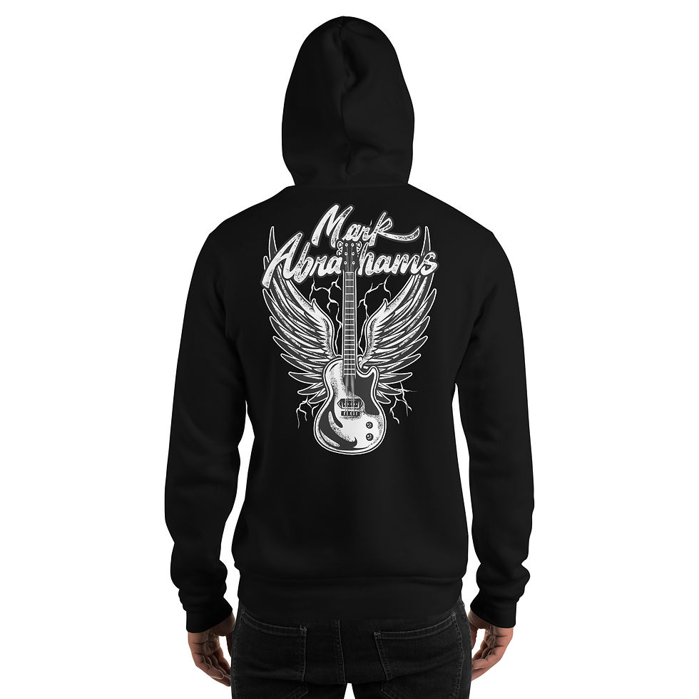 Mark Abrahams Wishbone Ash Guitarist Les Paul And Wings Back Print Gildan Unisex Hoodie