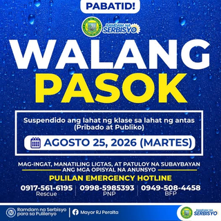 WALANG PASOK: Klase sa lahat ng antas sa Pulilan suspendido ngayong Agosto 25