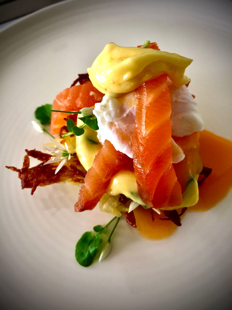 Salmon Stack with a poached egg