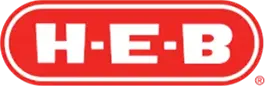 Red pill shaped container with a white border and letters: B, H, E