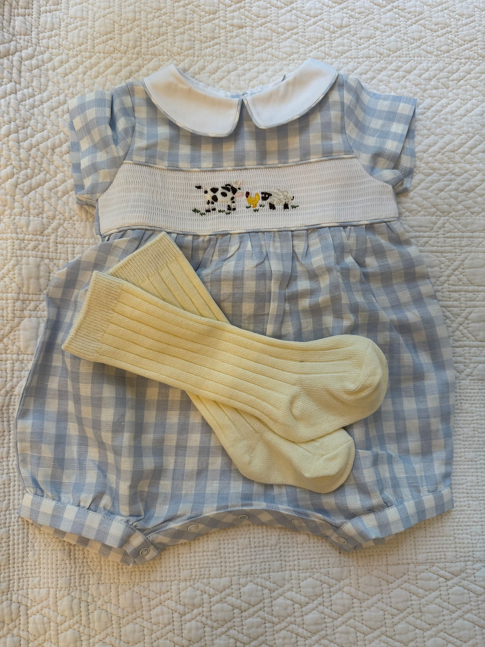 Thumbnail: Baby Boy  Gift Set 3-6 Months with Soft Bath Towel and Linen Romper