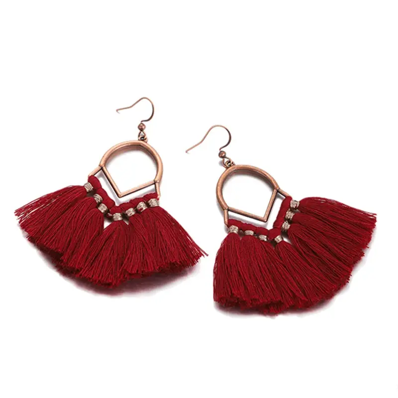Thumbnail: Boho Macrame Tassel Drop Earrings