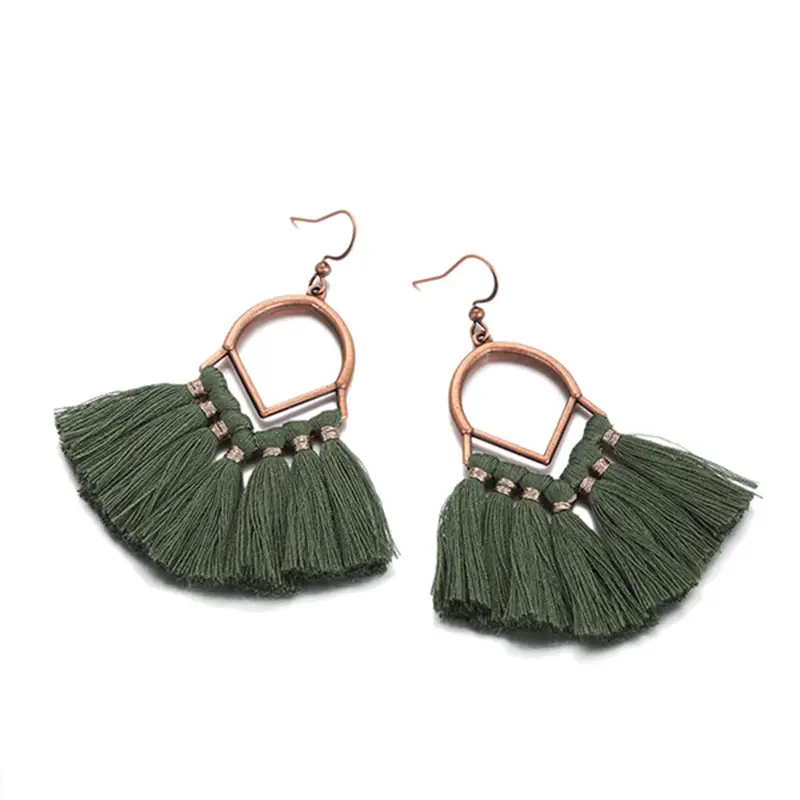 Thumbnail: Boho Macrame Tassel Drop Earrings