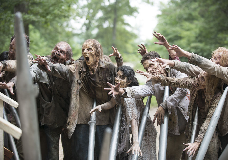 Walkers outside Church
