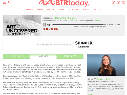 TR Today Art Uncovered episode featuring Donna Troy Cleary, Brooklyn-based Clinical Herbalist and MFA artist, interviewed by host Kimberly Ruth — January 2018, the year Spiral Herbal Remedies was founded at Artists and Fleas Williamsburg