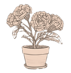 blue ink pen illustration of a potted ca