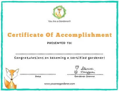 you are a gardener certificate