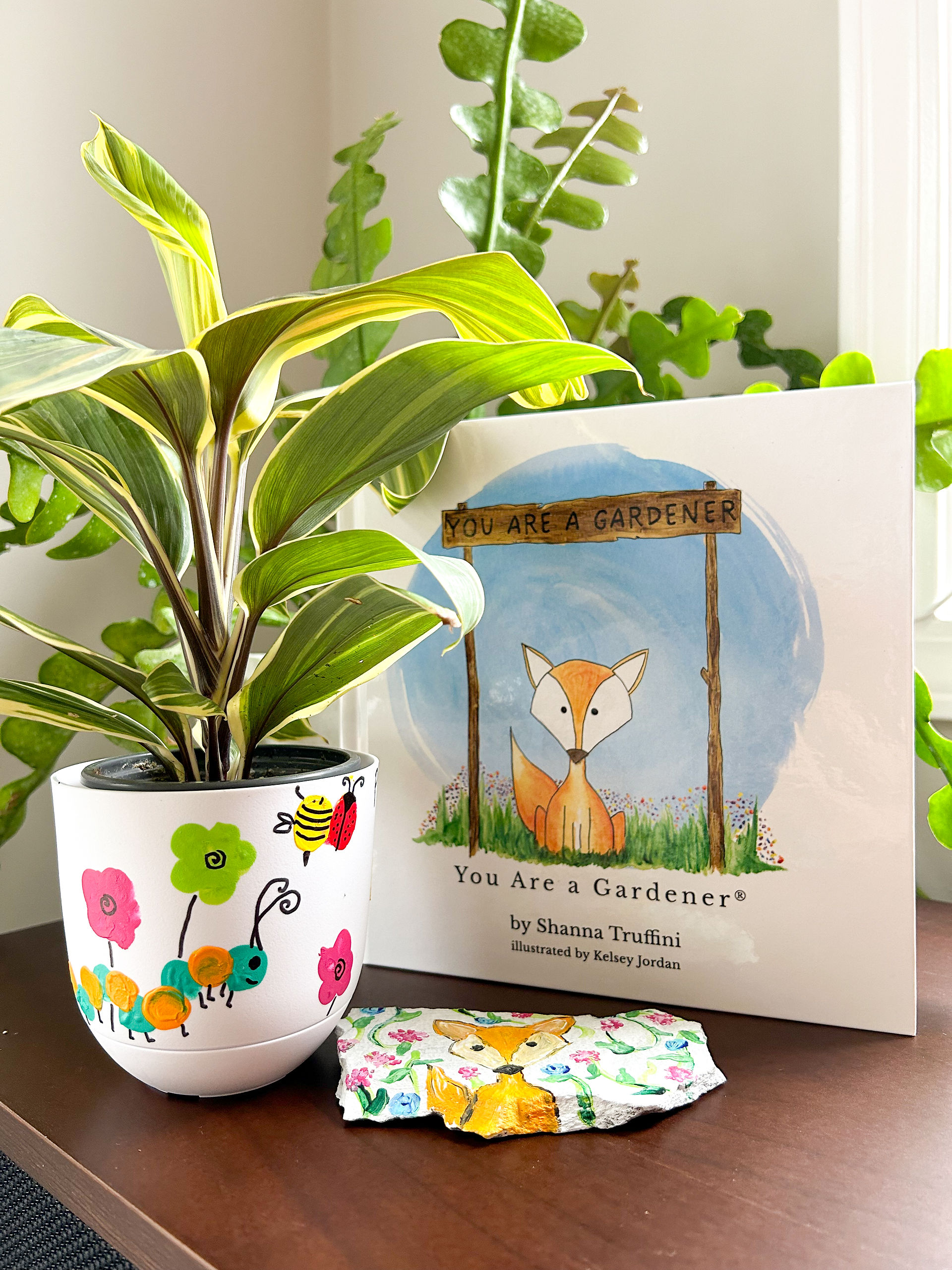 you are a gardener book and thumbprint flower pot with ladybugs