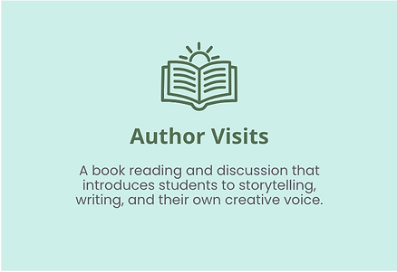 Author reading and discussing a book with students, focusing on writing, creativity, and storytelling