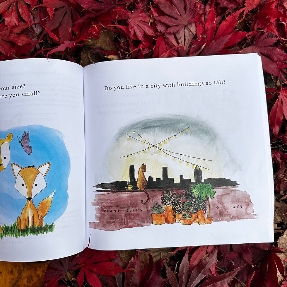 childrens book for stress watercolor of cat and nyc