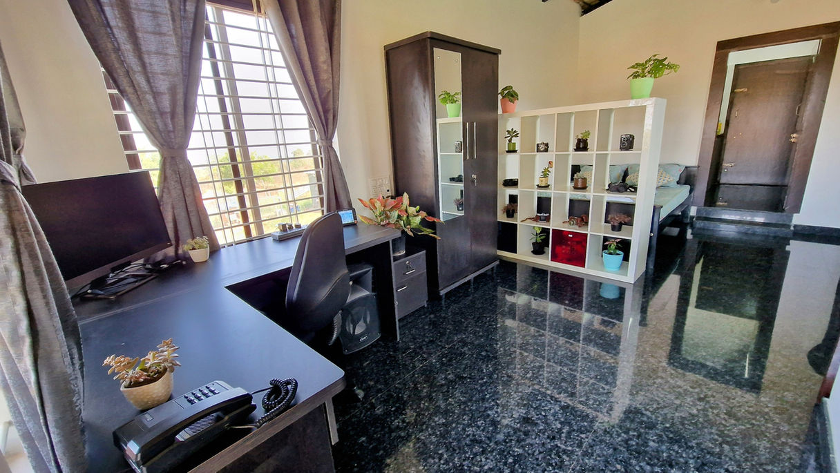 Dedicated workspace with 32 inch Monitor, Ergonomic Chair, Intercom and LAN Connection