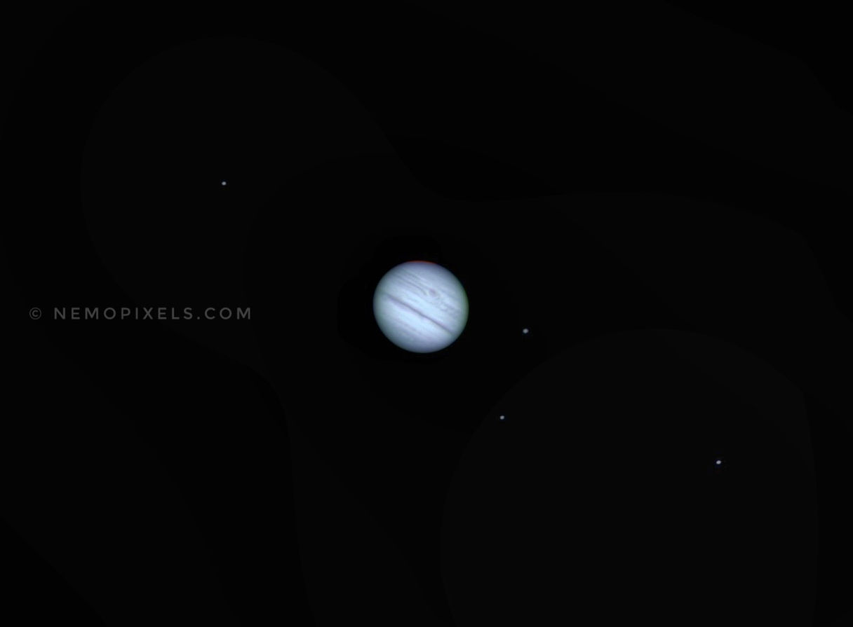 Planet Jupiter seen through the Telescope at Astroville