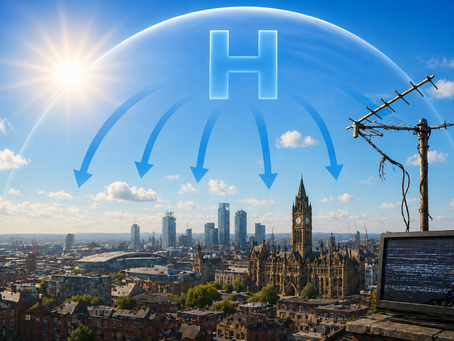 high pressure system over Manchester with broken tv signal