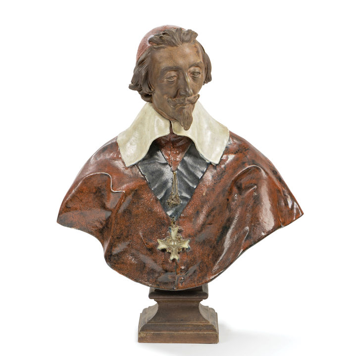 buste du cardinal richelieu par dammouse d'après le modèle en marbre du bernin conservé au louvre art nouveau french ceramics