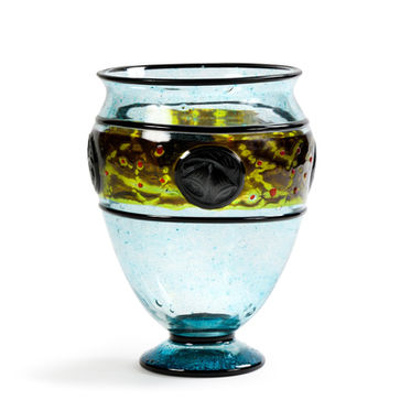 Daum Nancy rare bubble glass cornet vase with applications warm glass decoration precious French glass vase 