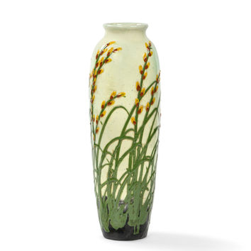 ceramic vase by Max Lauger, German ceramist and Art Nouveau pioneer, decorated with flowers and plants from the Black Forest, Art Nouveau, Germany, ceramics 