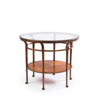 Table d’appoint à six pieds en acajou par Alfred Chambon Belgique Belgium art nouveau furniture 