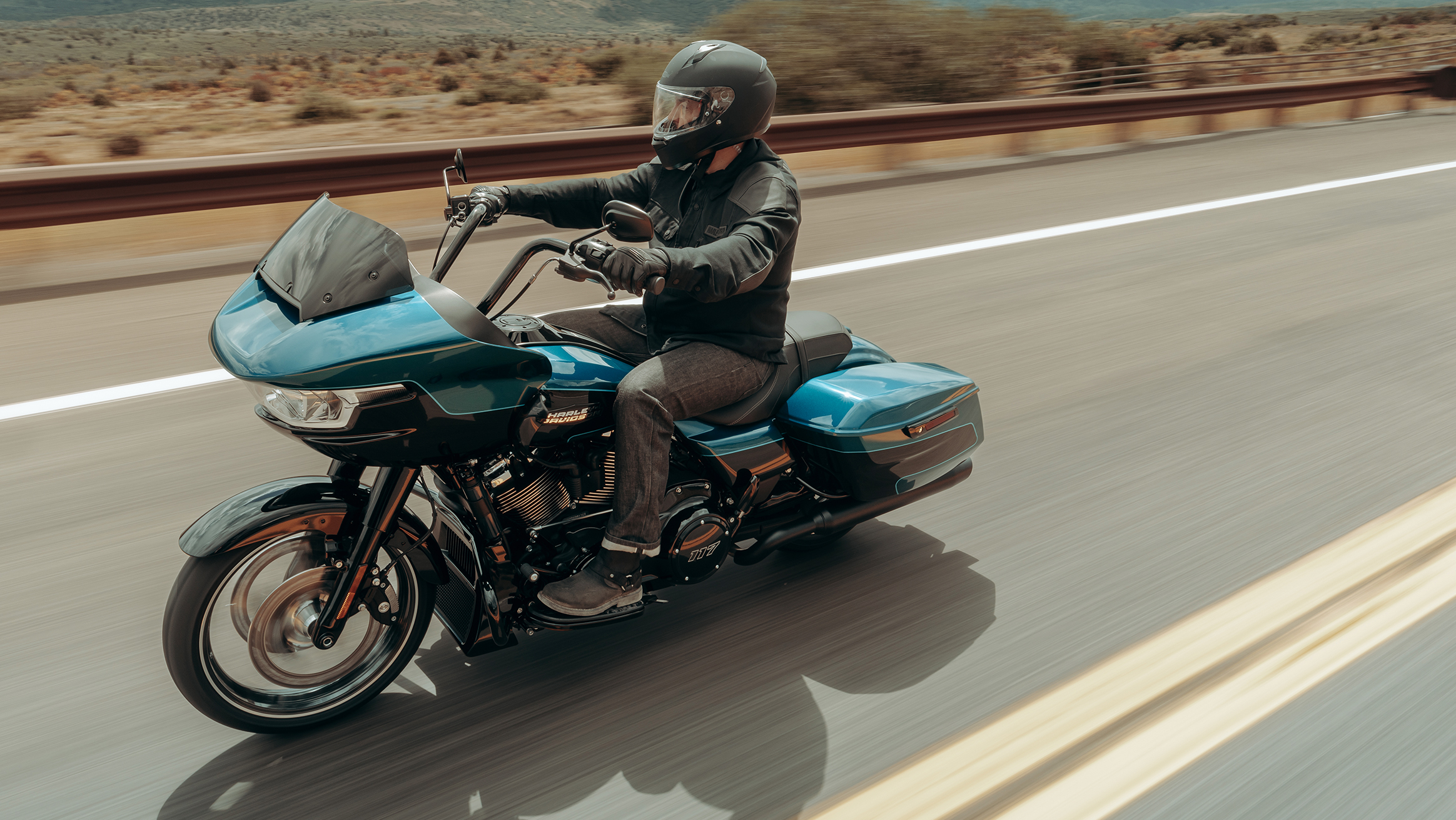 2026 Harley-Davidson Road Glide being ridden on an open road at speed