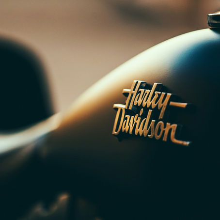 black Harley-Davidson fuel tank close-up